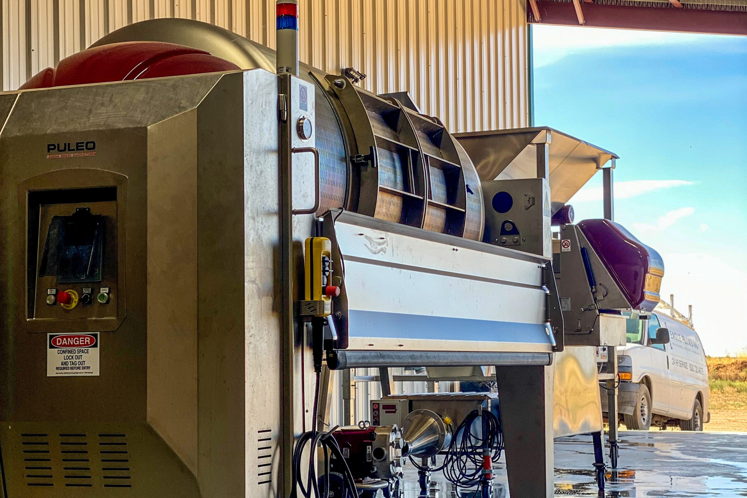 Carlson Creek's pneumatic bladder press on the crush pad in Willcox, Arizona.